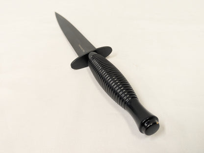 British Army MOD Fairbairn Sykes Fighting Knife Black Commando Dagger with Leg Sheath