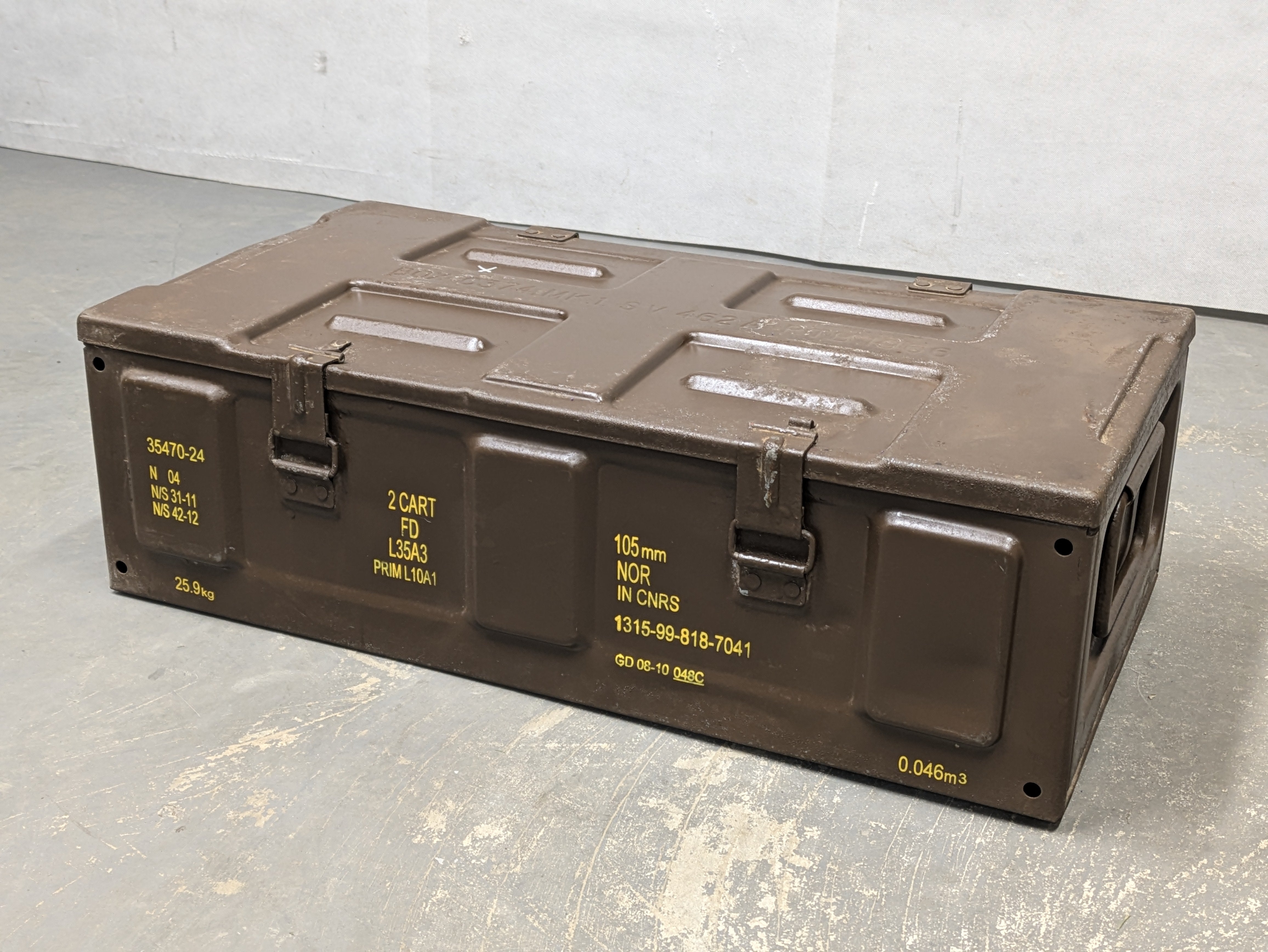 105mm C374 Large Metal Ammo Empty Storage Box Can Tin | Army Surplus ...