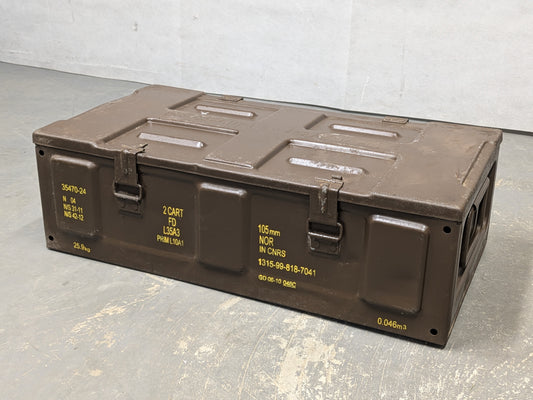 105mm C374 Large Metal Ammo Ammunition Storage Box Can Tin Refurbished