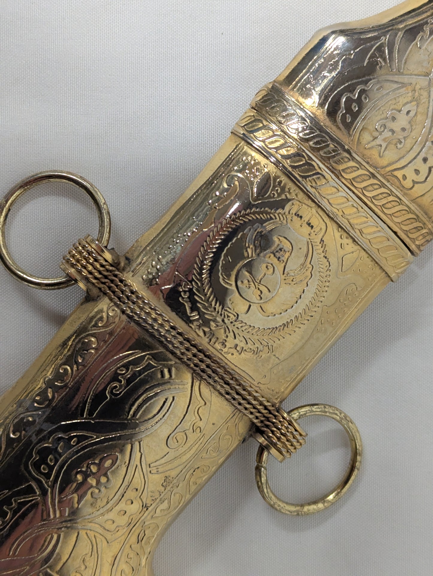 Royal Saudi Arabian Air Force Gold Jambayia Khanjer Dagger with Scabbard Vintage