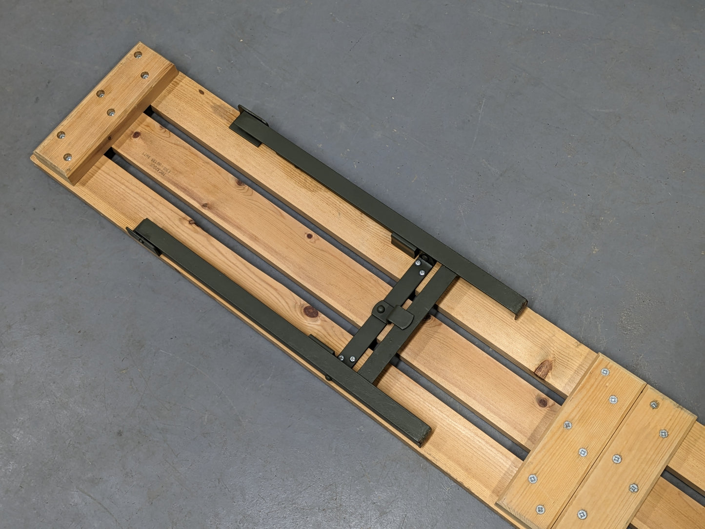 British Army Wooden Trestle Folding Bench