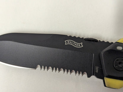 Walther ERK Folding Lock Combo Blade Emergency Rescue Knife with Pouch