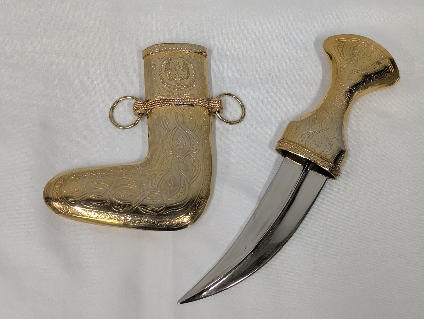 Royal Saudi Arabian Air Force Gold Jambayia Khanjer Dagger with Scabbard Vintage