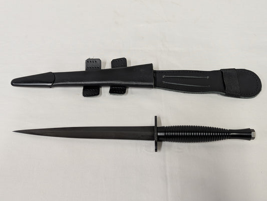 John Nowill & Sons Fairbairn Sykes Black Commando Knife 3rd Pattern with Leg Sheath