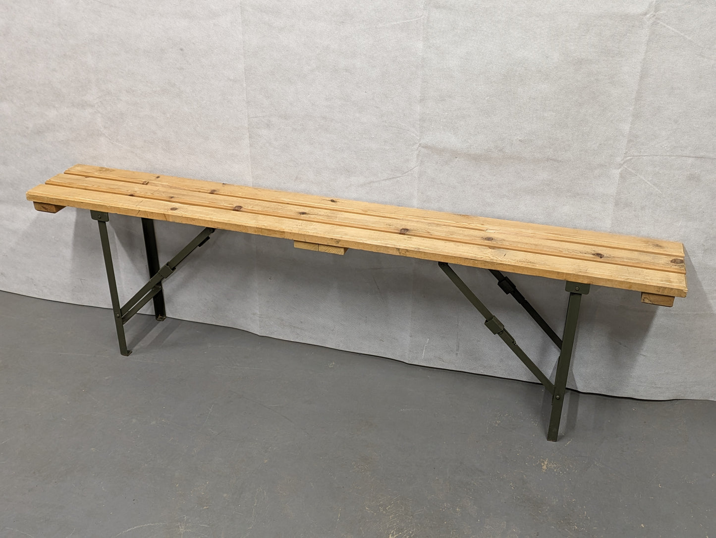 British Army Wooden Trestle Folding Bench