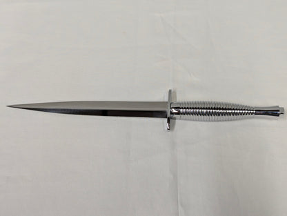 John Nowill & Sons Fairbairn Sykes Chrome Plated Handle 3rd Pattern Commando Knife with Gift Box