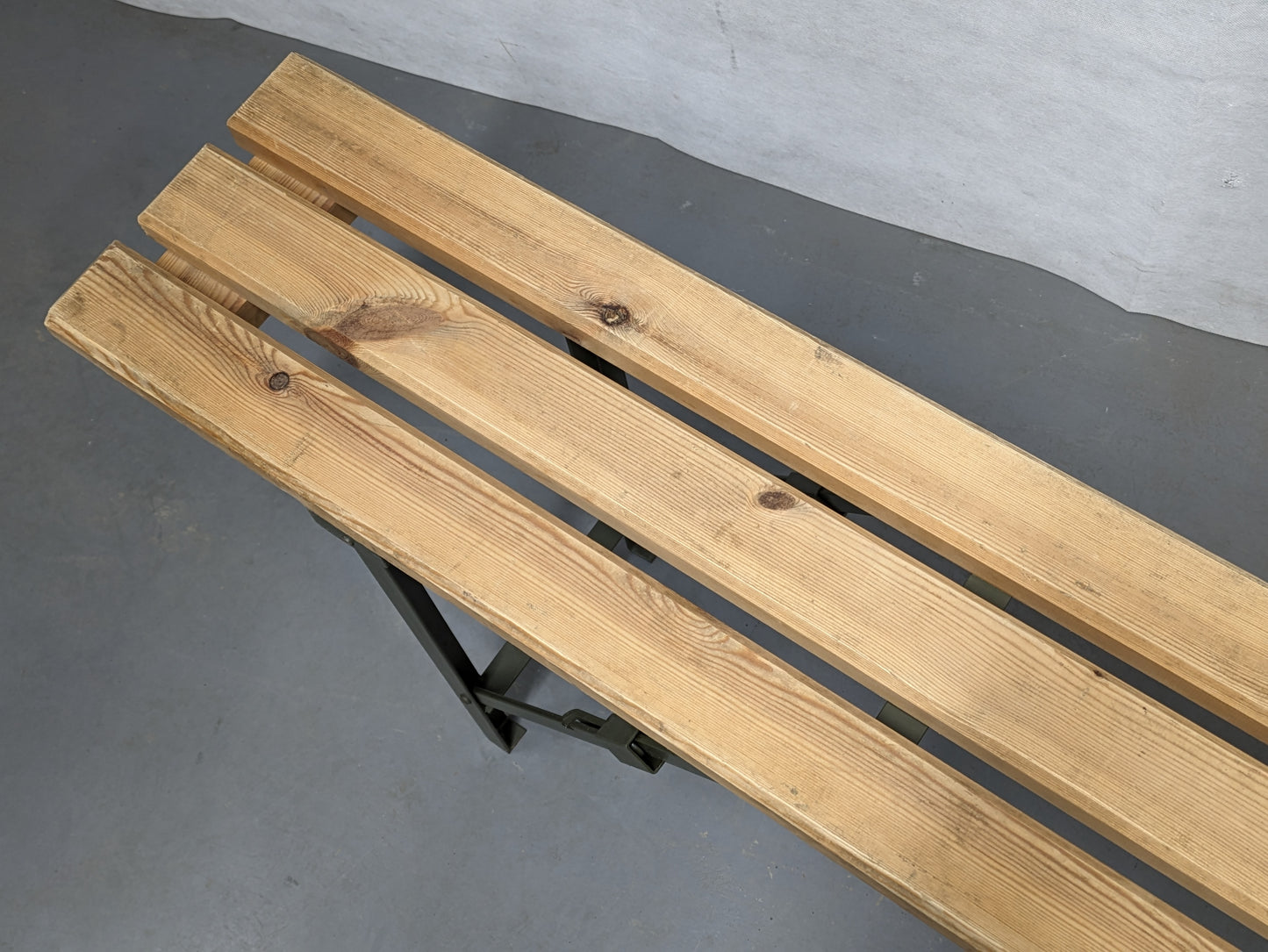 British Army Wooden Trestle Folding Bench