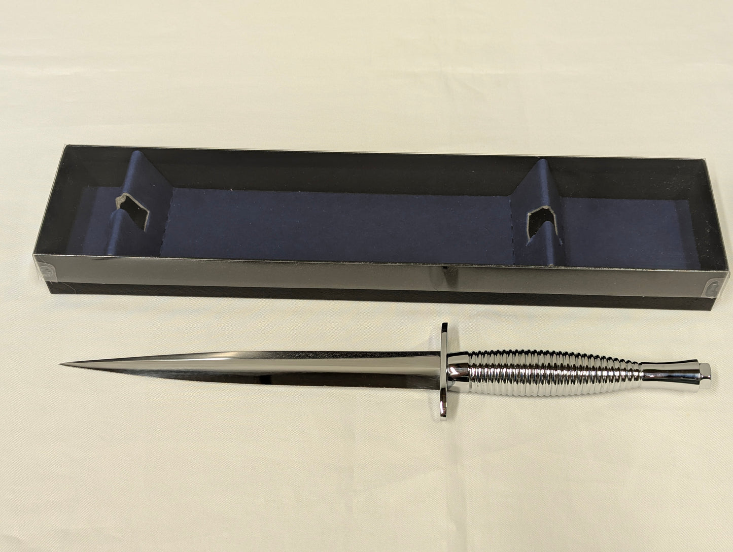 John Nowill & Sons Fairbairn Sykes Chrome Plated Handle 3rd Pattern Commando Knife with Gift Box