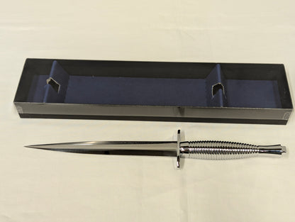John Nowill & Sons Fairbairn Sykes Chrome Plated Handle 3rd Pattern Commando Knife with Gift Box