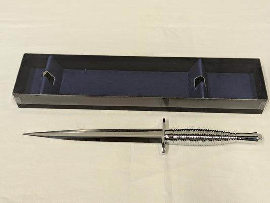John Nowill & Sons Fairbairn Sykes Chrome Plated Handle 3rd Pattern Commando Knife with Gift Box