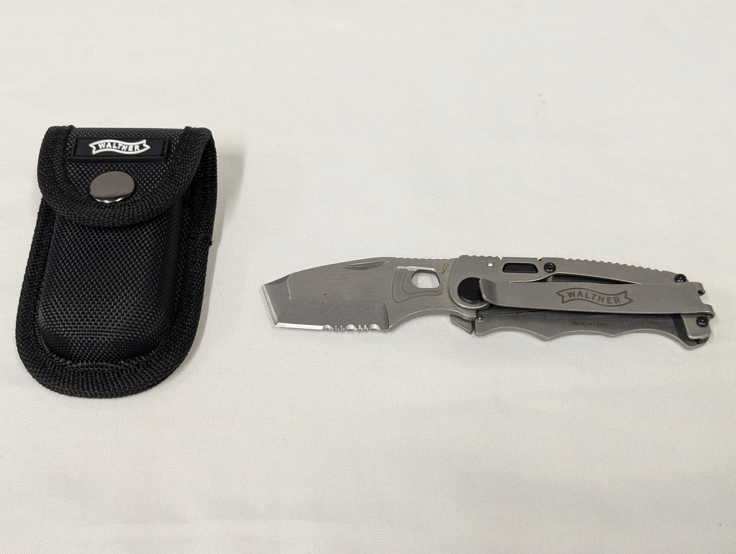 Walther CFK Chisel Frame Folding Lock Combo Blade Utility Knife with Pouch