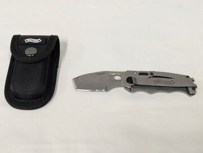 Walther CFK Chisel Frame Folding Lock Combo Blade Utility Knife with Pouch
