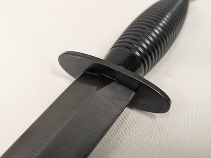 British Army MOD Fairbairn Sykes Fighting Knife Black Commando Dagger with Leg Sheath
