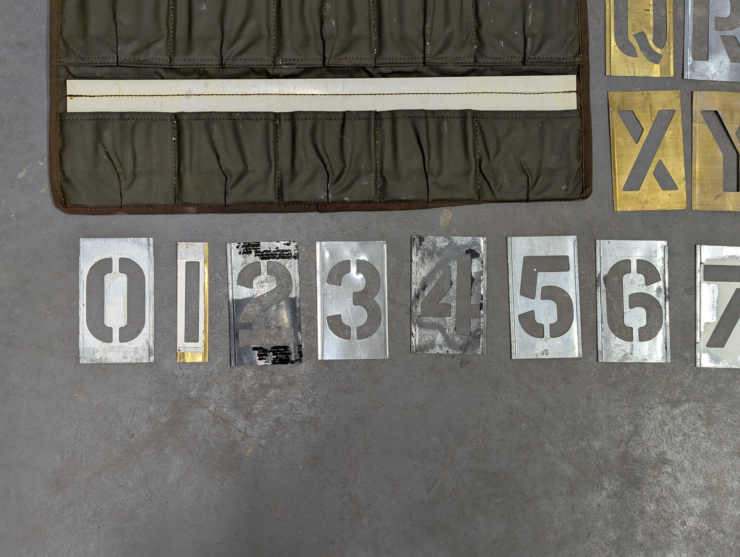 B. H. E Brass Zinc Marking Stencil Set 75mm with Wallet - Dated 1975