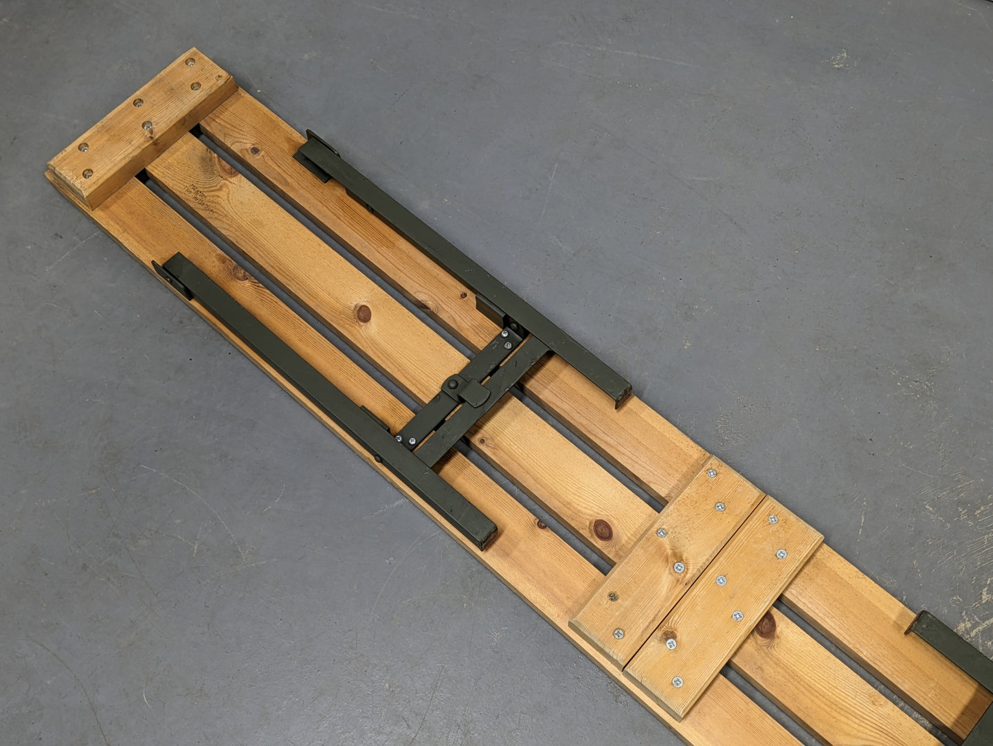 British Army Wooden Trestle Folding Bench