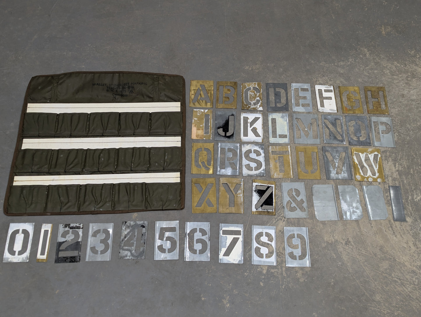 B. H. E Brass Zinc Marking Stencil Set 75mm with Wallet - Dated 1975