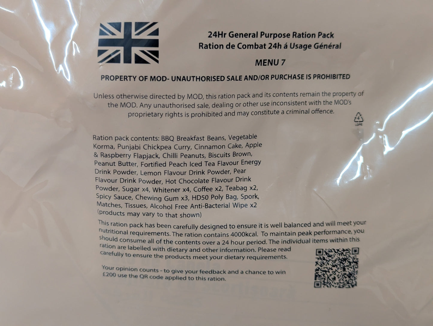 FULL BOX British Army MRE 10 x 24 Hour General Purpose Ration Packs Menu 1-10 - Packed 2024