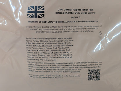 FULL BOX British Army MRE 10 x 24 Hour General Purpose Ration Packs Menu 1-10 - Packed 2024