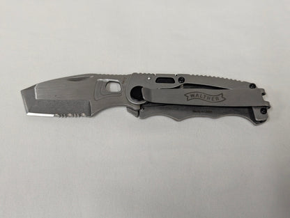 Walther CFK Chisel Frame Folding Lock Combo Blade Utility Knife with Pouch