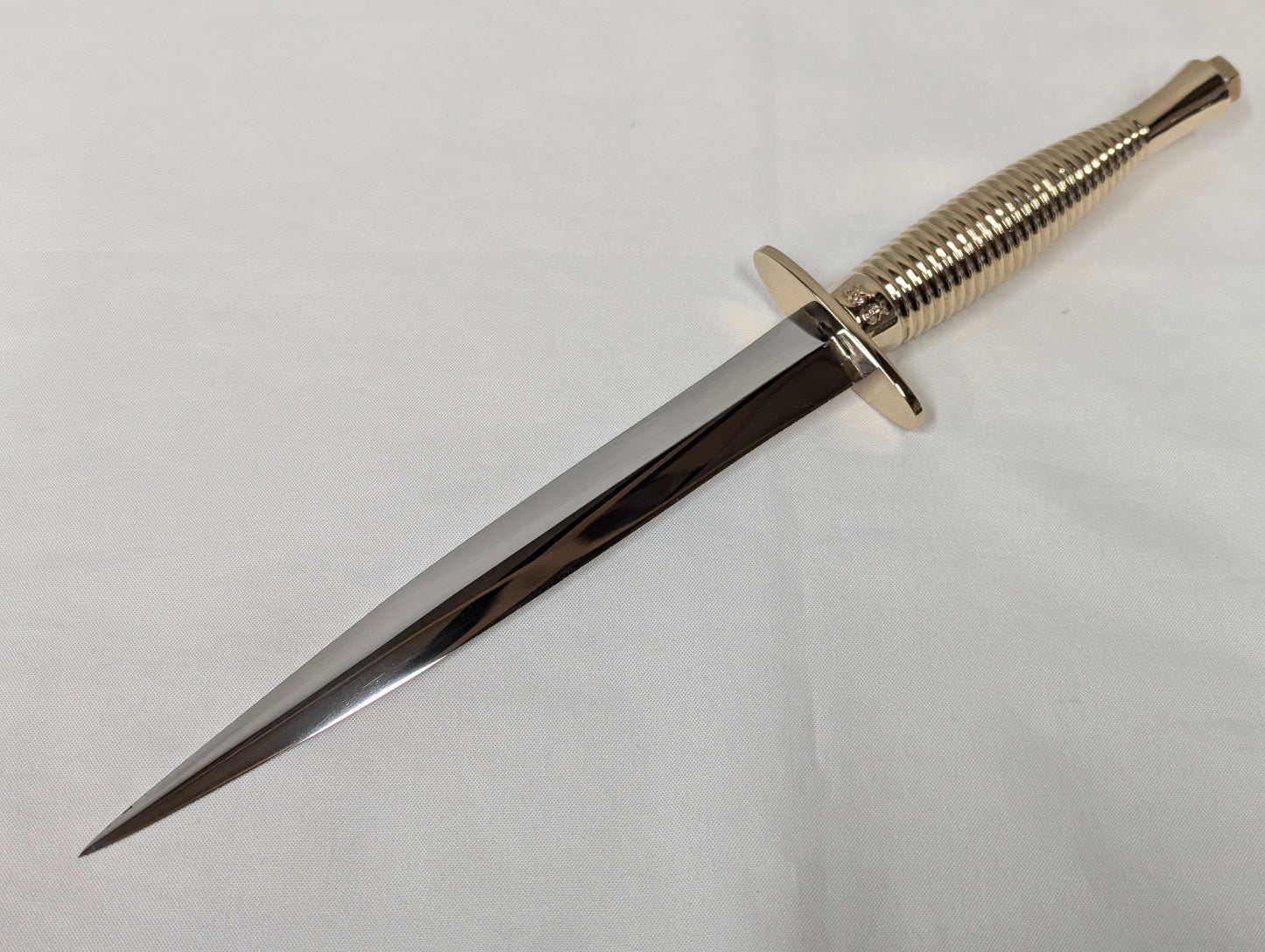 John Nowill & Sons Fairbairn Sykes Gold Plated Handle 3rd Pattern Commando Knife with Gift Box