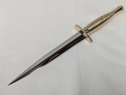 John Nowill & Sons Fairbairn Sykes Gold Plated Handle 3rd Pattern Commando Knife with Gift Box