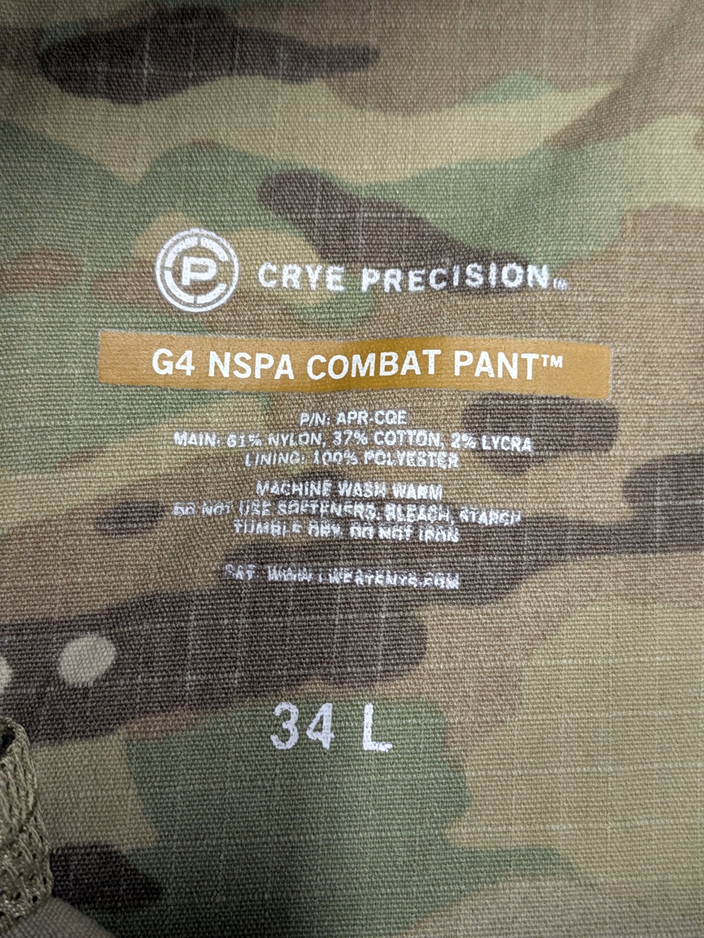 Crye Precision Multicam NSPA G4 Combat Trousers - 34 Long 34L