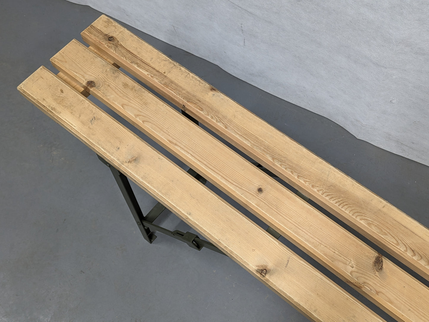 British Army Wooden Trestle Folding Bench