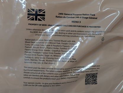 FULL BOX British Army MRE 10 x 24 Hour General Purpose Ration Packs Menu 1-10 - Packed 2024
