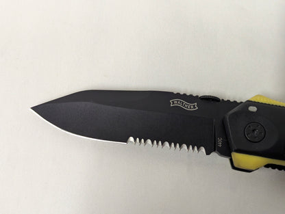 Walther ERK Folding Lock Combo Blade Emergency Rescue Knife with Pouch