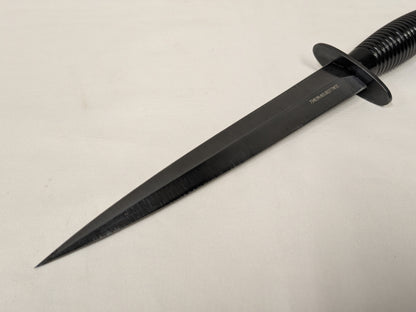 British Army MOD Fairbairn Sykes Fighting Knife Black Commando Dagger with Leg Sheath