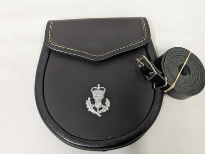 Royal Regiment of Scotland Leather Sporran Purse with Belt