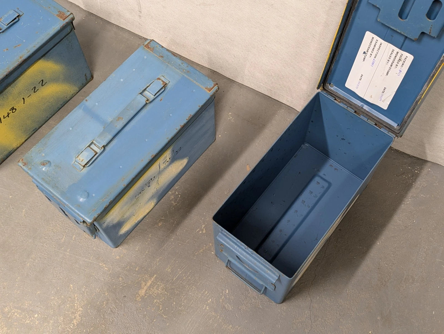 50 Cal Metal Ammo Tin Ammunition Box Can M2A1 Blue