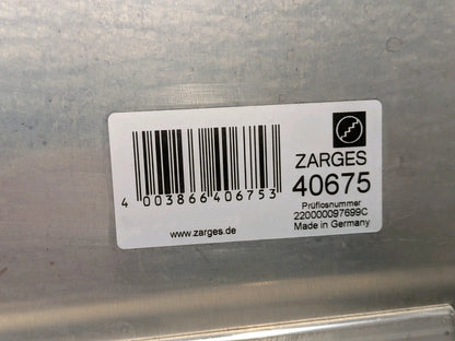 Zarges 40635 Transport Trolley on Wheels Lockable Aluminium Storage Case Box