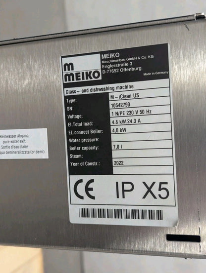 Meiko M-iClean US Undercounter Front Loading Dishwasher Commercial Catering
