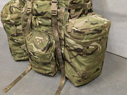 British Army MTP Camo Long Back 120L Bergen Rucksack with Side Pockets