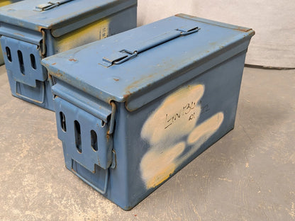 50 Cal Metal Ammo Tin Ammunition Box Can M2A1 Blue