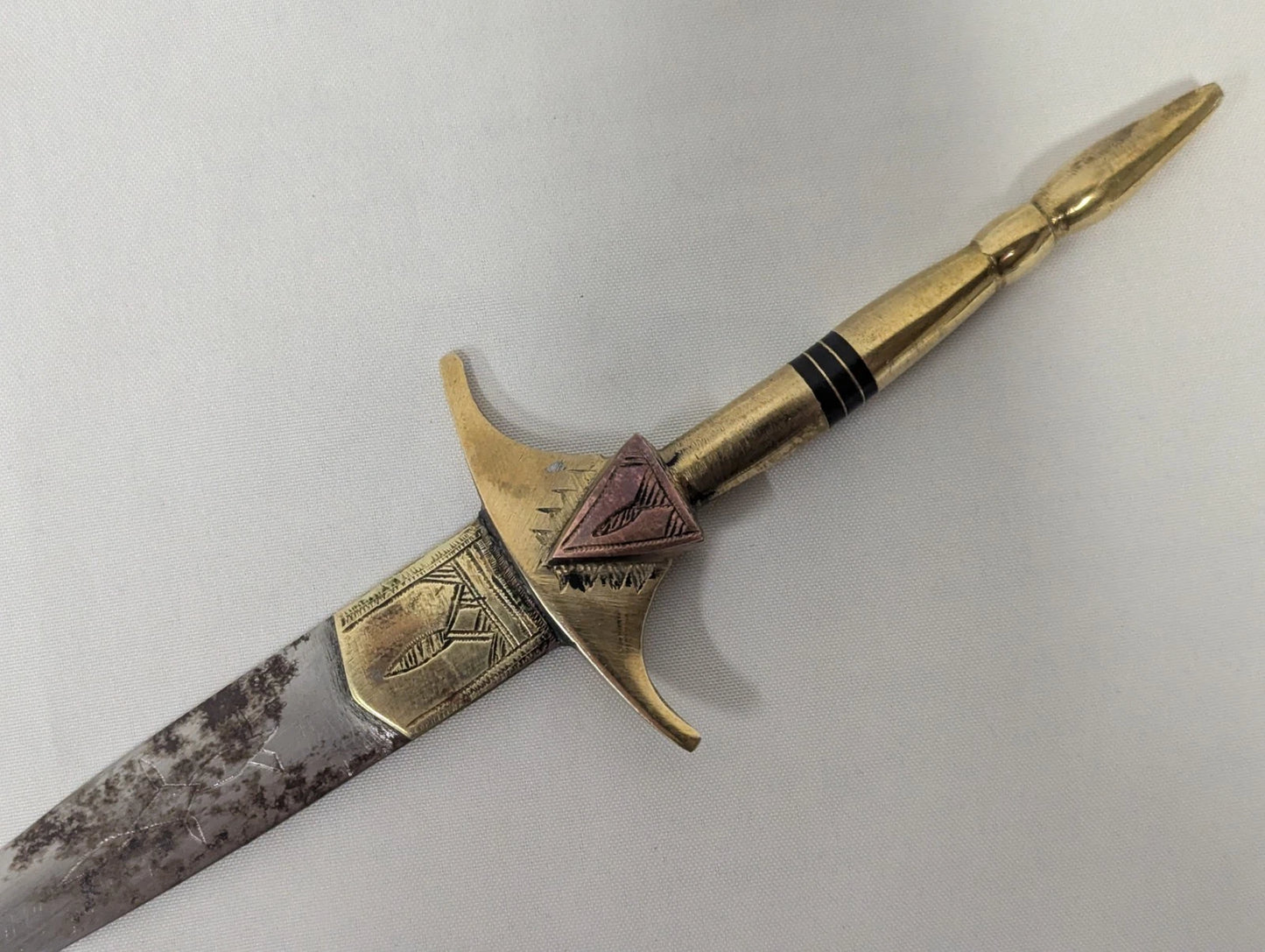 African Tribal Dagger with French Military Operation Barkhane Pin Badge
