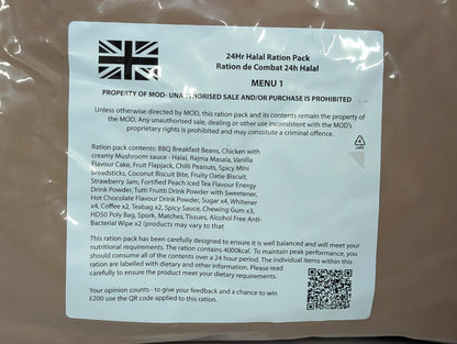 British Army MRE 5 x 24 Hour HALAL Ration Packs - Packed 2025