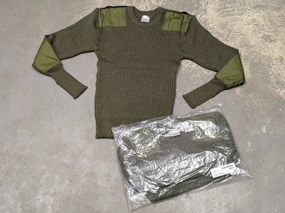 British Army Green Wool Commando Round Neck Jumper - NEW