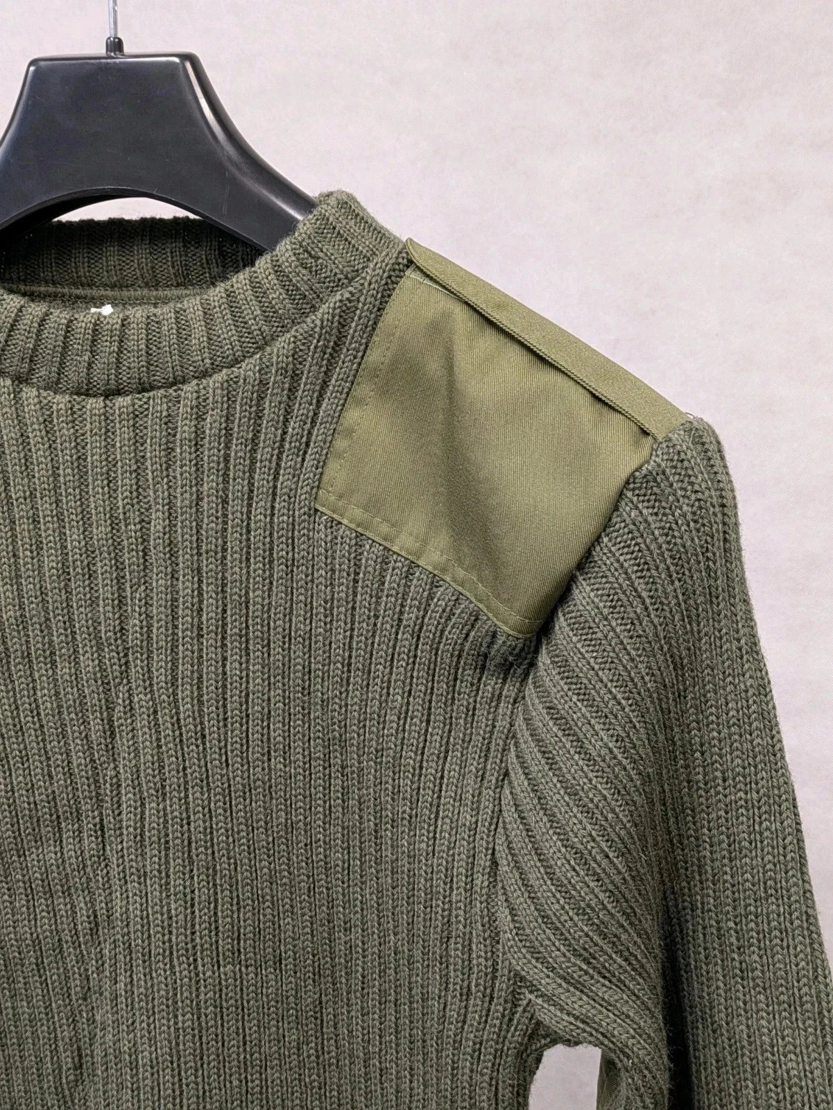 British Army Green Wool Commando Round Neck Jumper - NEW