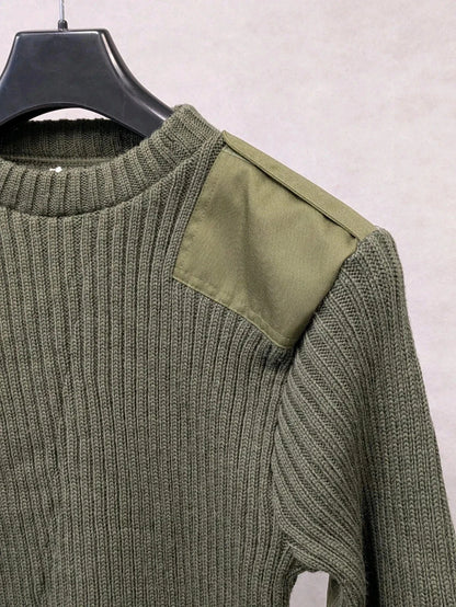 British Army Green Wool Commando Round Neck Jumper - NEW