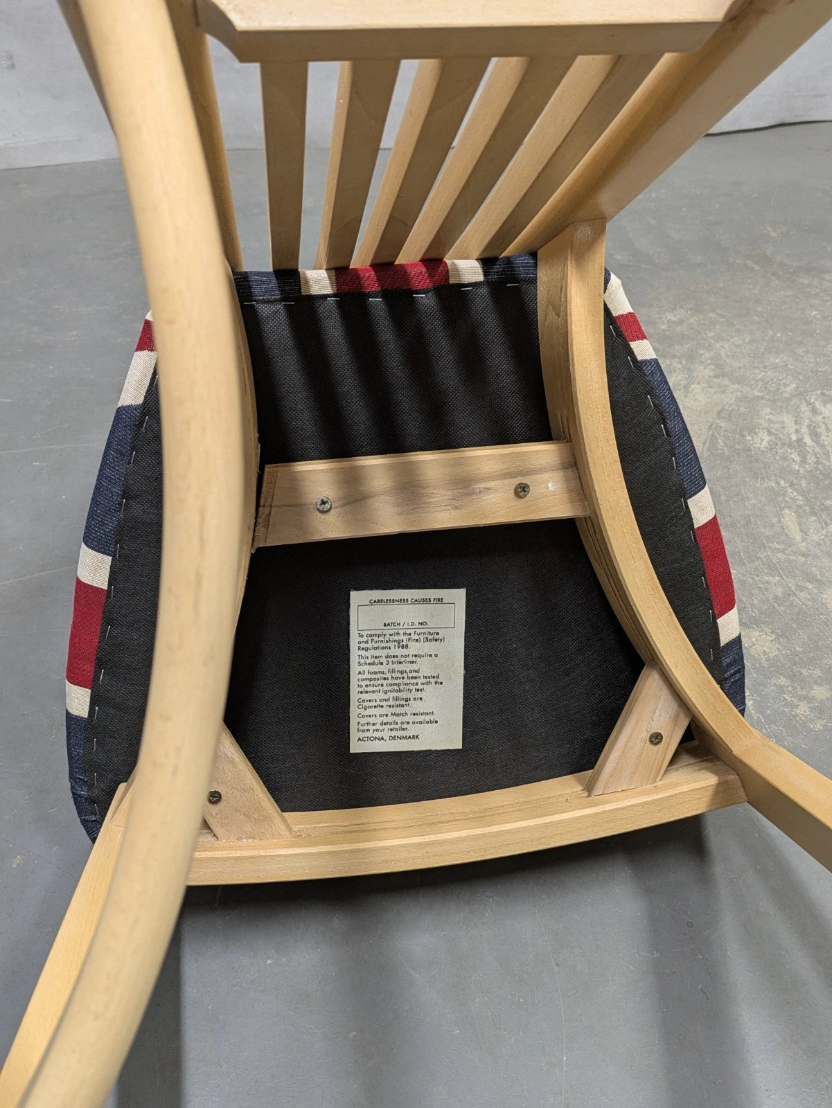 Set of 6 Actona Danish High Back Wooden Dining Chairs Union Jack c.1980/90's