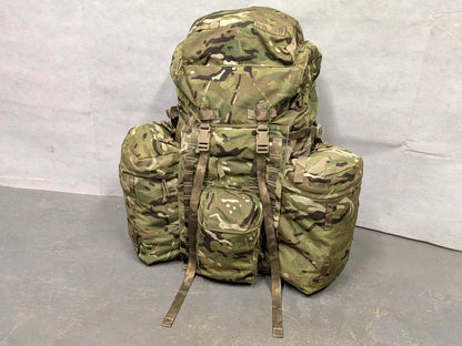 British Army MTP Camo Long Back 120L Bergen Rucksack with Side Pockets