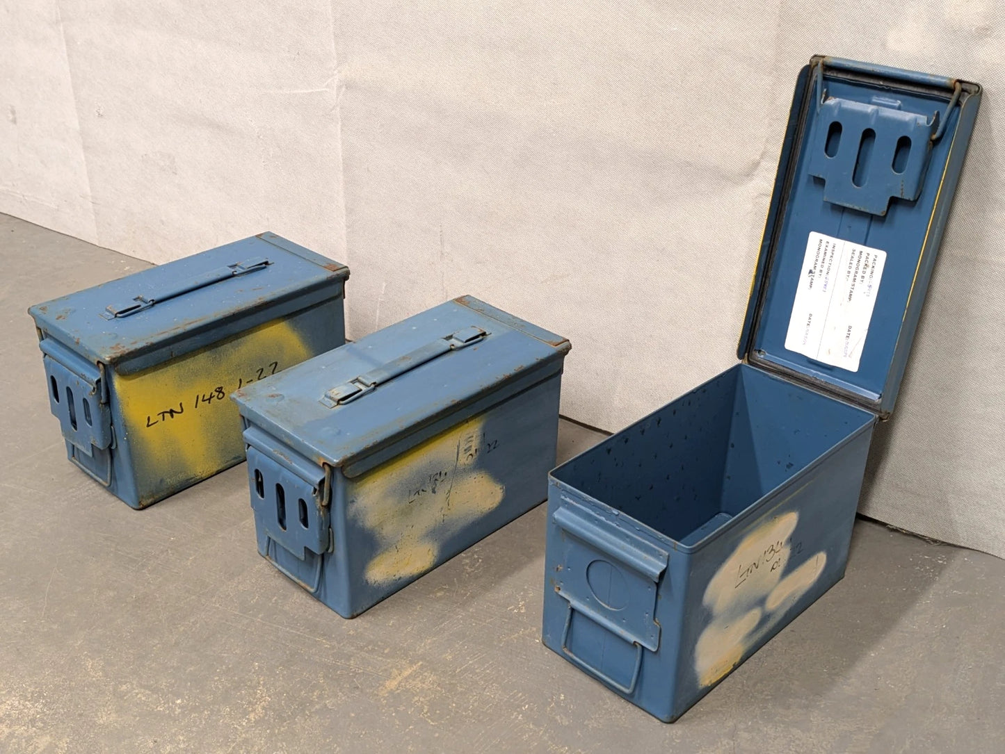 50 Cal Metal Ammo Tin Ammunition Box Can M2A1 Blue
