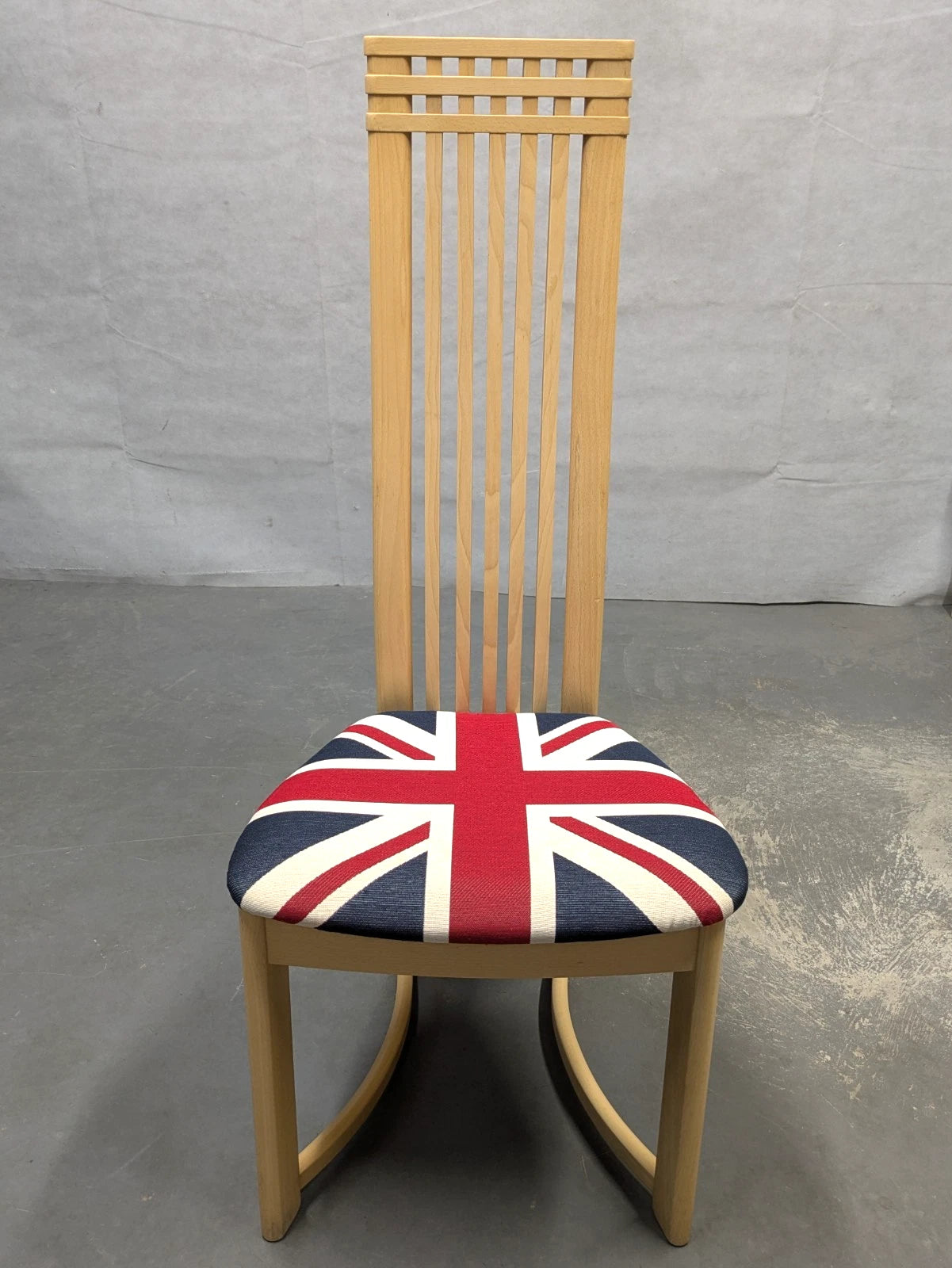 Set of 6 Actona Danish High Back Wooden Dining Chairs Union Jack c.1980/90's