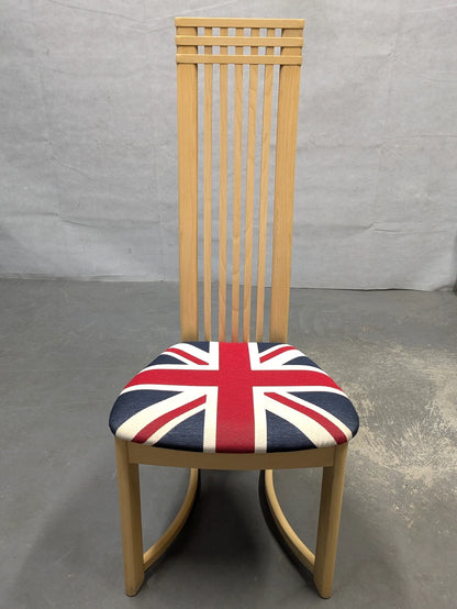 Set of 6 Actona Danish High Back Wooden Dining Chairs Union Jack c.1980/90's