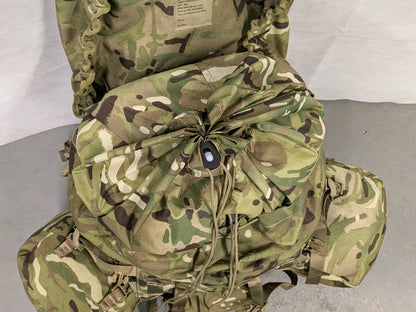 British Army MTP Camo Long Back 120L Bergen Rucksack with Side Pockets
