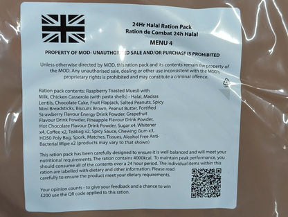 British Army MRE 10 x 24 Hour HALAL Ration Packs Menu 1-10 - Packed 2025