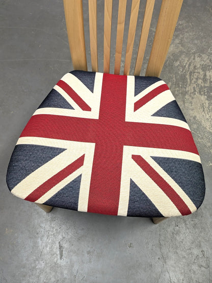 Set of 6 Actona Danish High Back Wooden Dining Chairs Union Jack c.1980/90's