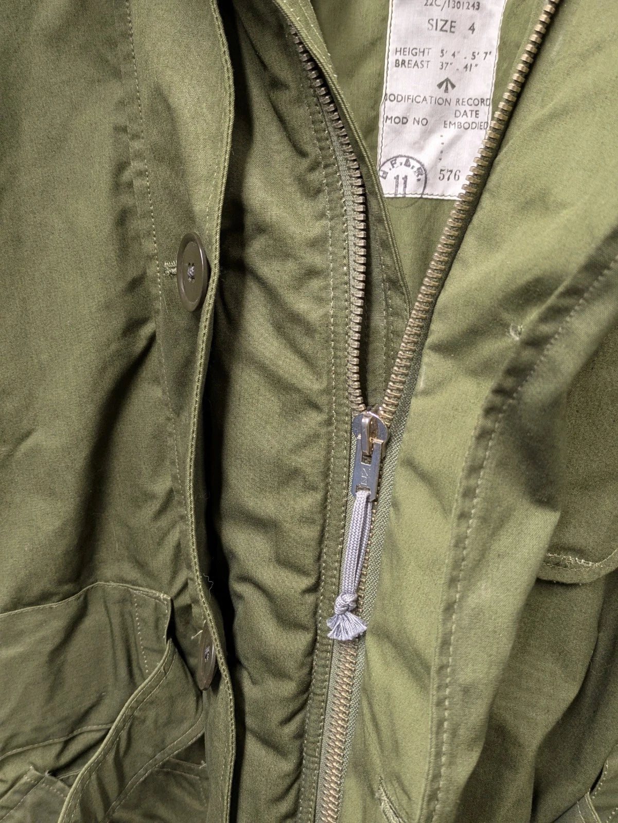 British Army 1951 Pattern Green Ventile Parka Jacket Coat - Size 4